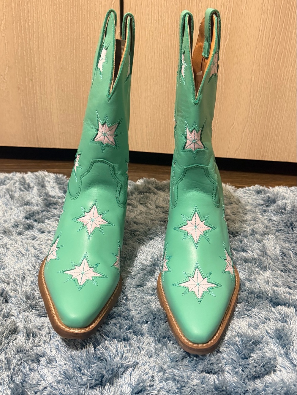 NWT Dingo Starburst DI2248 Green White Star Leather Cowboy Boots Size 7M